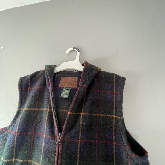 Lauren Ralph Lauren Tartan Plaid Fleece Vest With Hood Size L - Picture 2 of 9